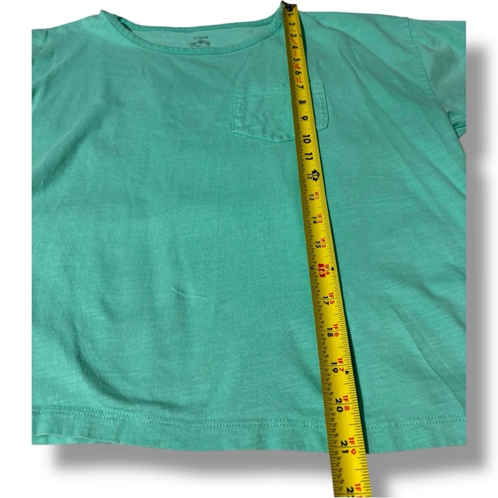 J. Crew Vibrant Light Teal Boxy Cropped Cotton Simple Short Sleeve Tee - Picture 11 of 16